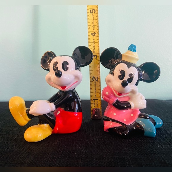 Set/2 Mickey & Minnie Mouse Ceramic Figurines Walt Disney Figurine Made in Japan - Picture 6 of 6